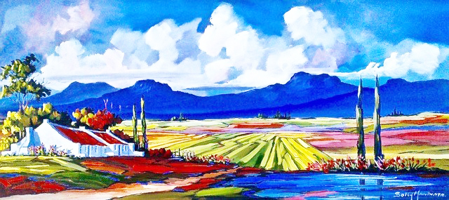 DE225 Wall décor art photographic oil on canvas colourful farm landscape